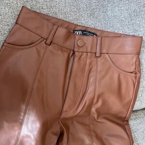 ZARA brown leather pants